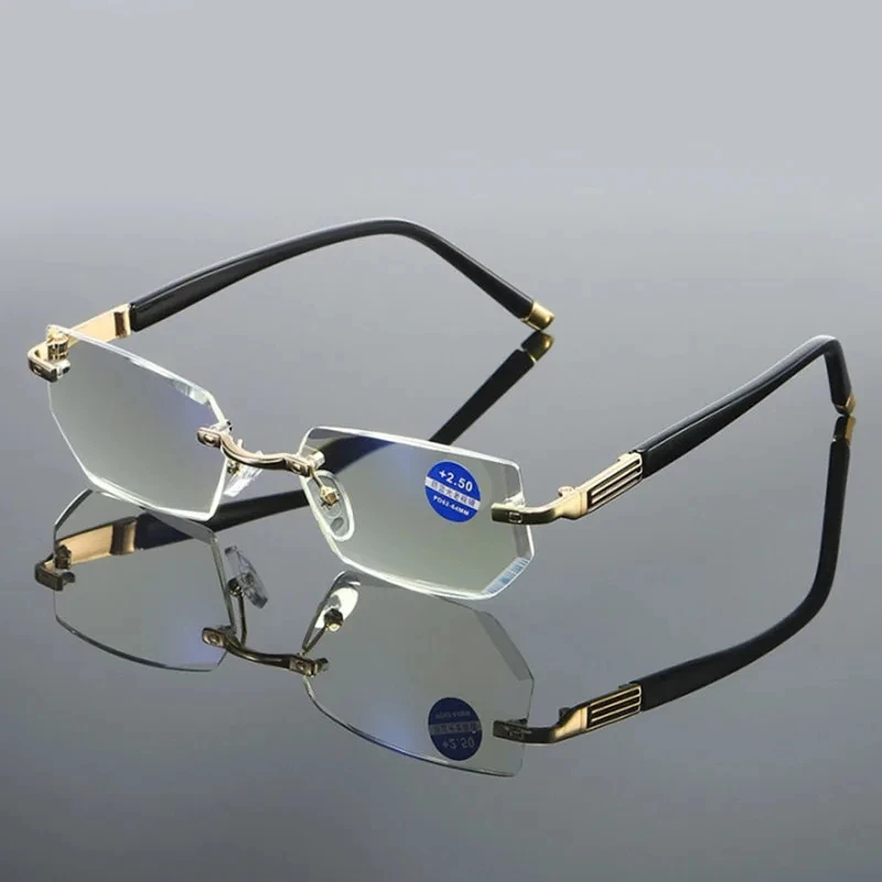 

High Quality Diamond Cut Ultralight Frameless Reading Glasses Anti-Blue Light Radiation Vision Glasses Read Glasses