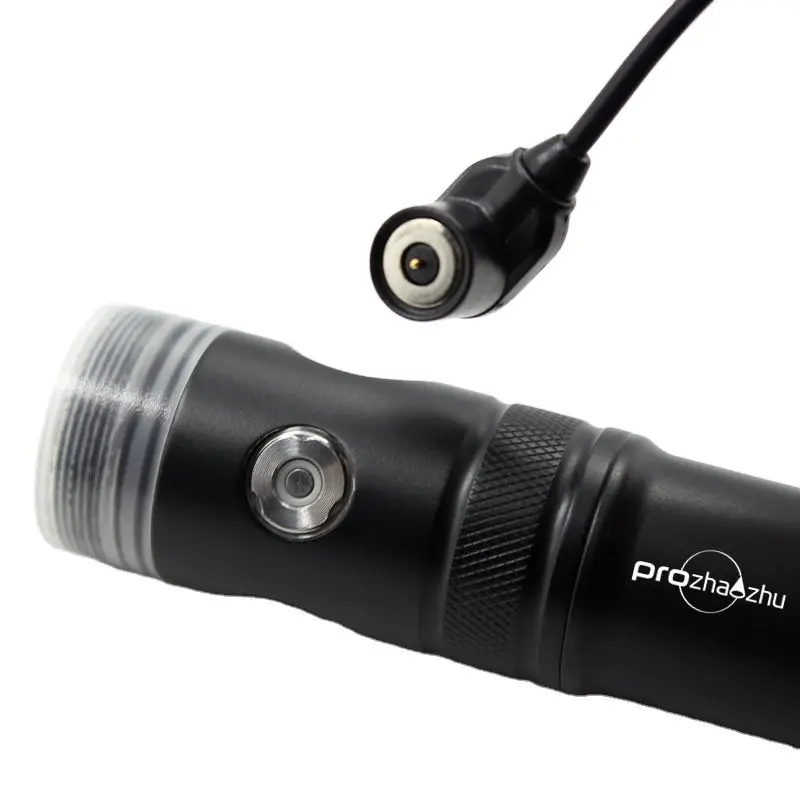 PROZHAOZHU 4000 Lumen LED Faro Subacqueo Luce di Segnale per Immersione Portata 100M IP68 21700 Stroboscopio per Immersione Ricaricabile ad Alta Potenza