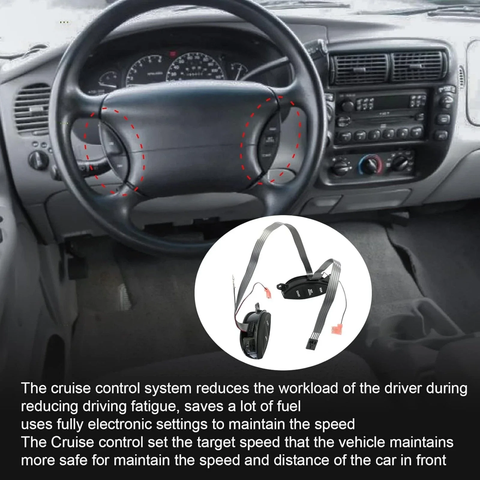 F87Z-9C888-BB For Ford Explorer Sport Trac Ranger F150 1998 1999 2000 2001 2002 2003 Steering Wheel Cruise Control Switch Button