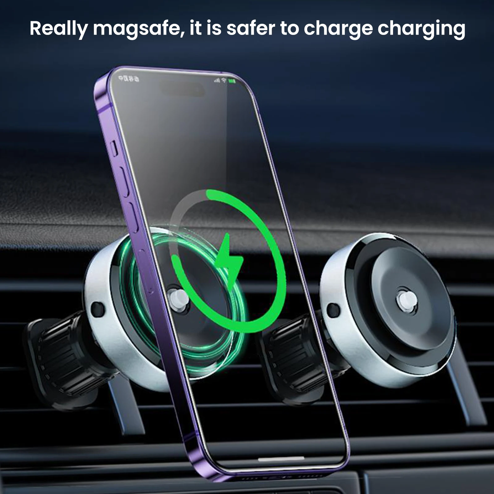 New Carplay Wireless Magnetic Charging Bracket Rotation Vacuum Adsorption Phone Charging Support Frame Air Outlet Branch Frame