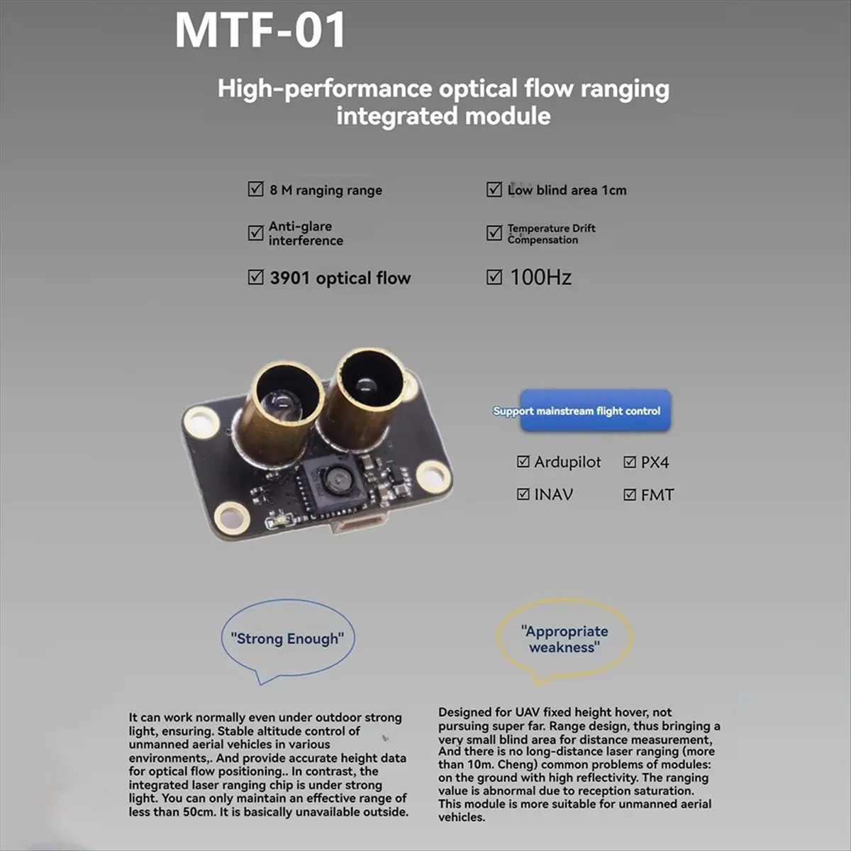A43M MTF-01 MicoAir Optical Flow & Lidar Sensor Module UAV Positioning Module for Micolink