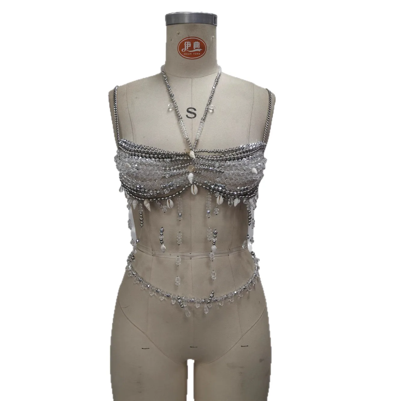 

European & American-Style Openwork Necklace With Body Chain Beaded Shell Pendant Gemstone Choker Summer Layering Outfit