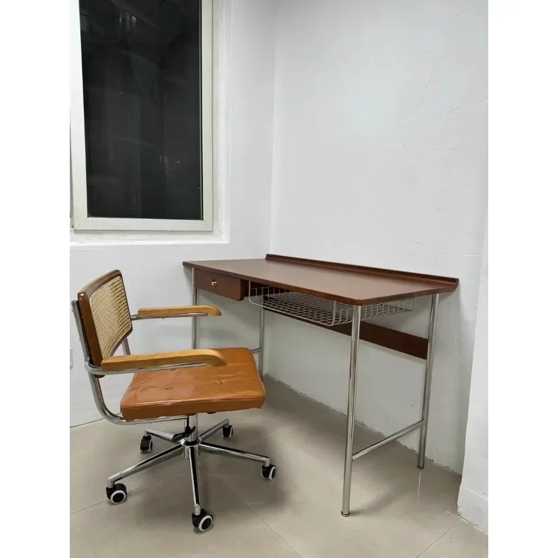 All-in-One Vintage Wood Office Chair, Luxe Study Chair, Japanese Minimalist Desk Seat, Space-Saving Ergonomic Chair
