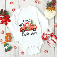 My 1st Christmas Baby Bodysuits New Christmas Clothes Baby Romper My First Christmas Print Baby Bodysuit New Year Outfits