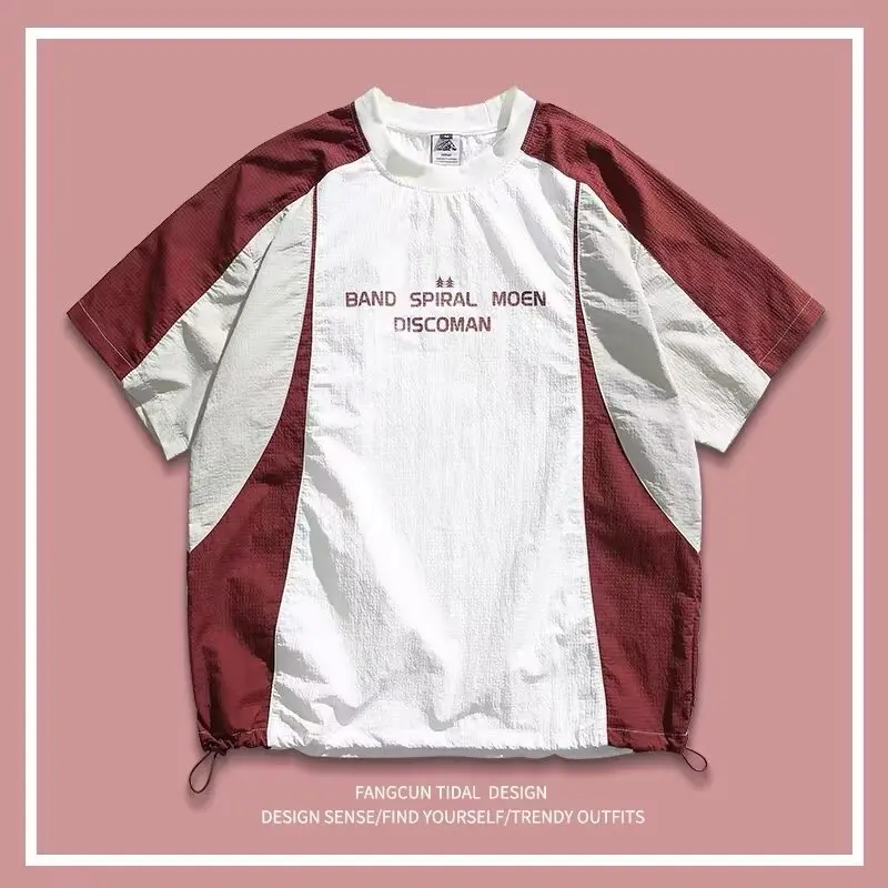 Unisex Short Sleeve T-shirt 2026 New Summer American Retro Outdoor Men T-Shirt Loose Tops Casual Streetwear Short Sleeve Tees