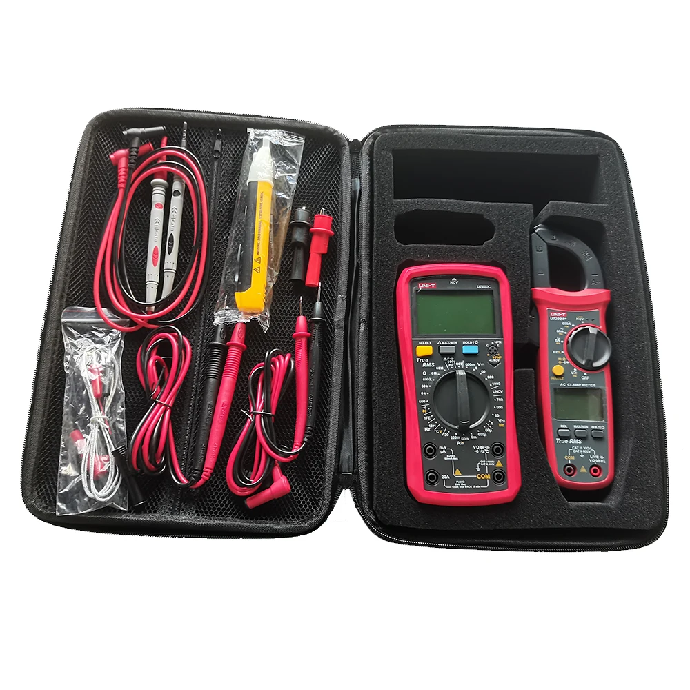 UNI-T UT210E UT204 + UT202A + UT107 + UT890C UT61E + المشبك متر المتعدد عدة مجموعة أدوات اختبار كهربائي محترف