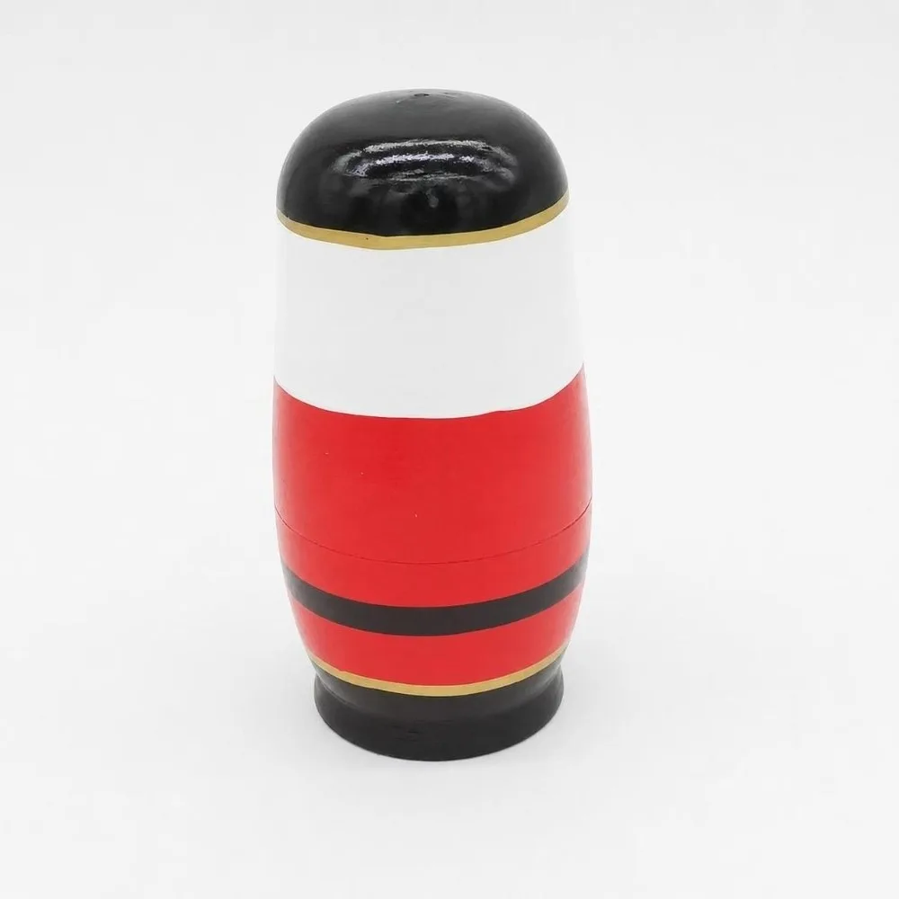 5PCS Handmade Wooden Nutcracker Nesting Dolls Painted Finish Decorative Figures Stacking Figure Set Stacking Design