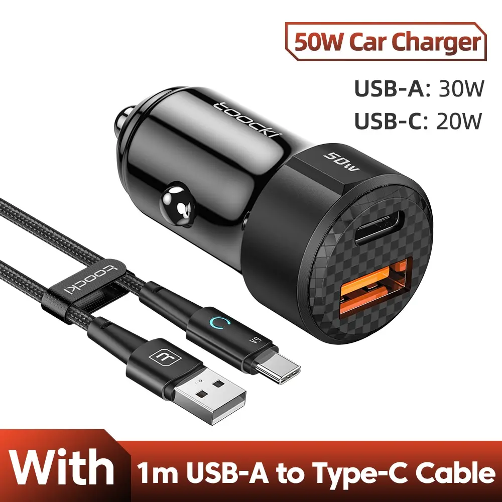 Toocki auto ladegerät 50w schnell ladung usb a zu typ c kabel 66w für iphone 11 12 13 14 xiaomi poco samsung schnell ladegerät aufladen