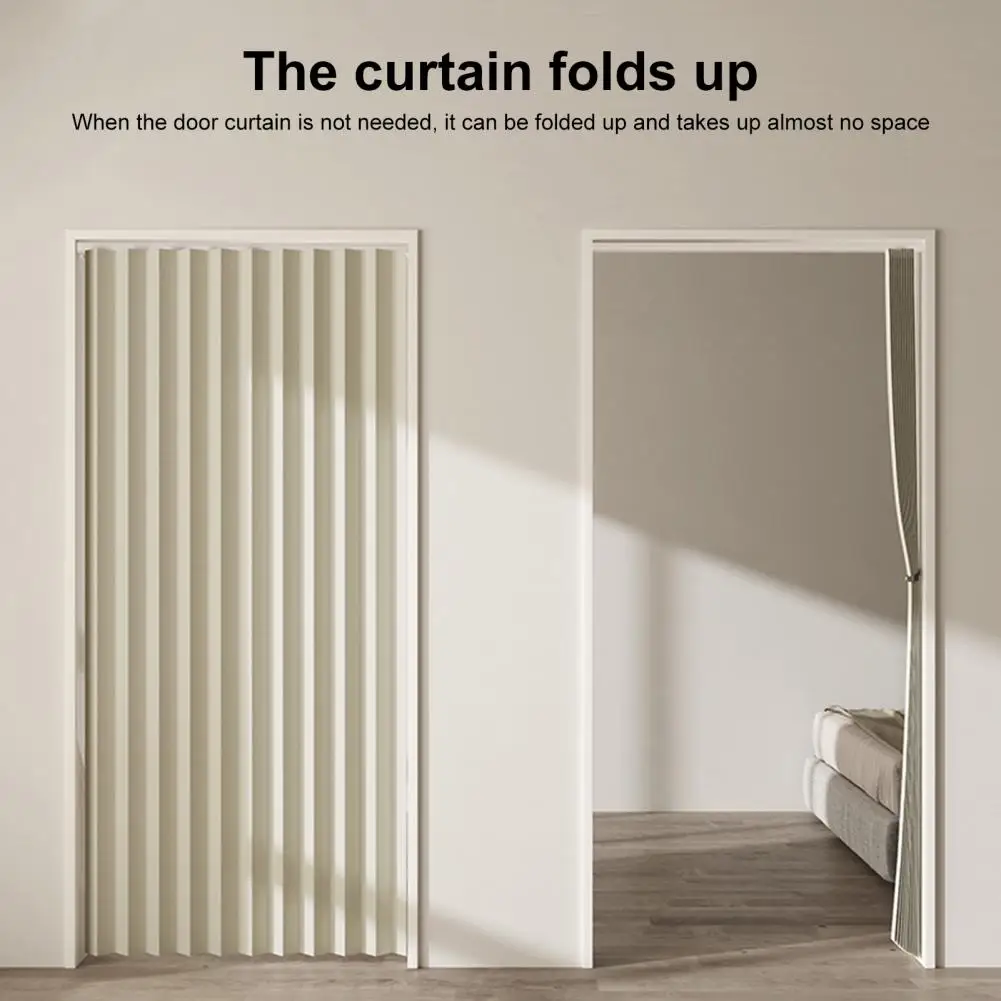 Rod Pocket Door Curtain No Drill Door Curtain Magnetic Windproof Door Curtain for Privacy Bedroom Room for 55 80cm