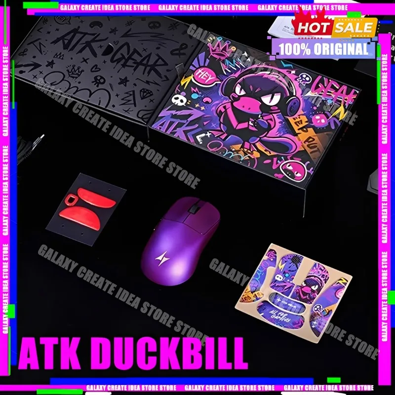 

New Atk DUCKBILL Ultra Lightweight PAW3950 Wireless Gaming Mouse Esports Dual-Mode Ergonomic Long-Lasting Battery RGB Mouse Gift