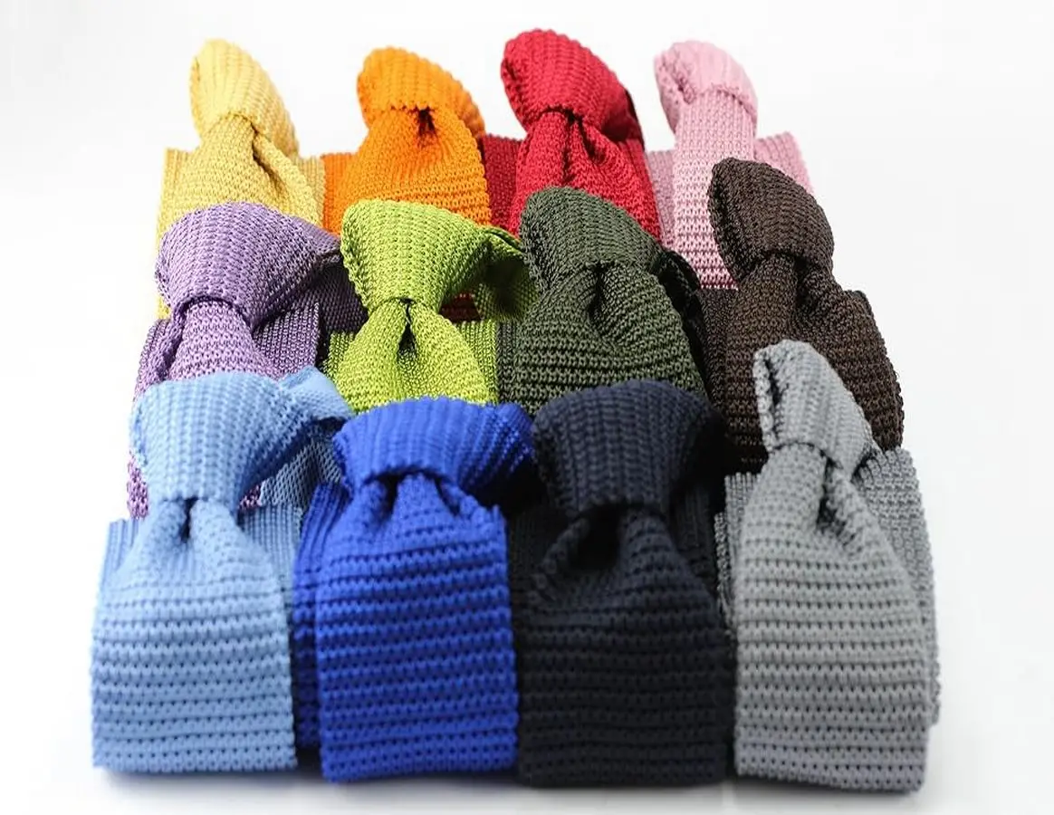 Men's Tie Knitted Red Green Navy Blue knitted Necktie For Men Narrow Slim Skinny Knit Cravate 5.5cm Ties Business Wedding Gift
