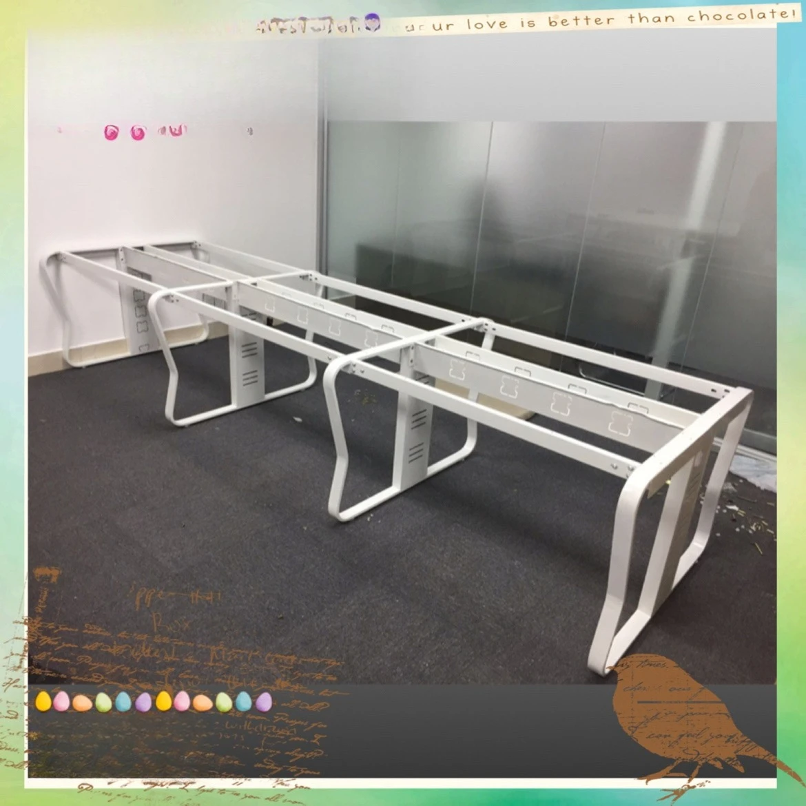 

Staff conference table support tripod desk leg butterfly steel frame foot wrought iron table foot custom table tripod