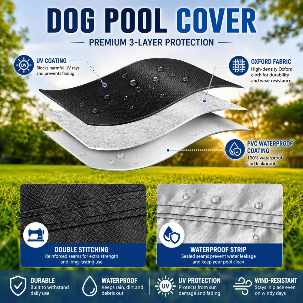 Dog Pool Cover Foldable Round Pools Pet Pool Cover Kiddie Pool Cover Portable Pool Accessories for Dog Kiddie Pool Bathing Tub view 4