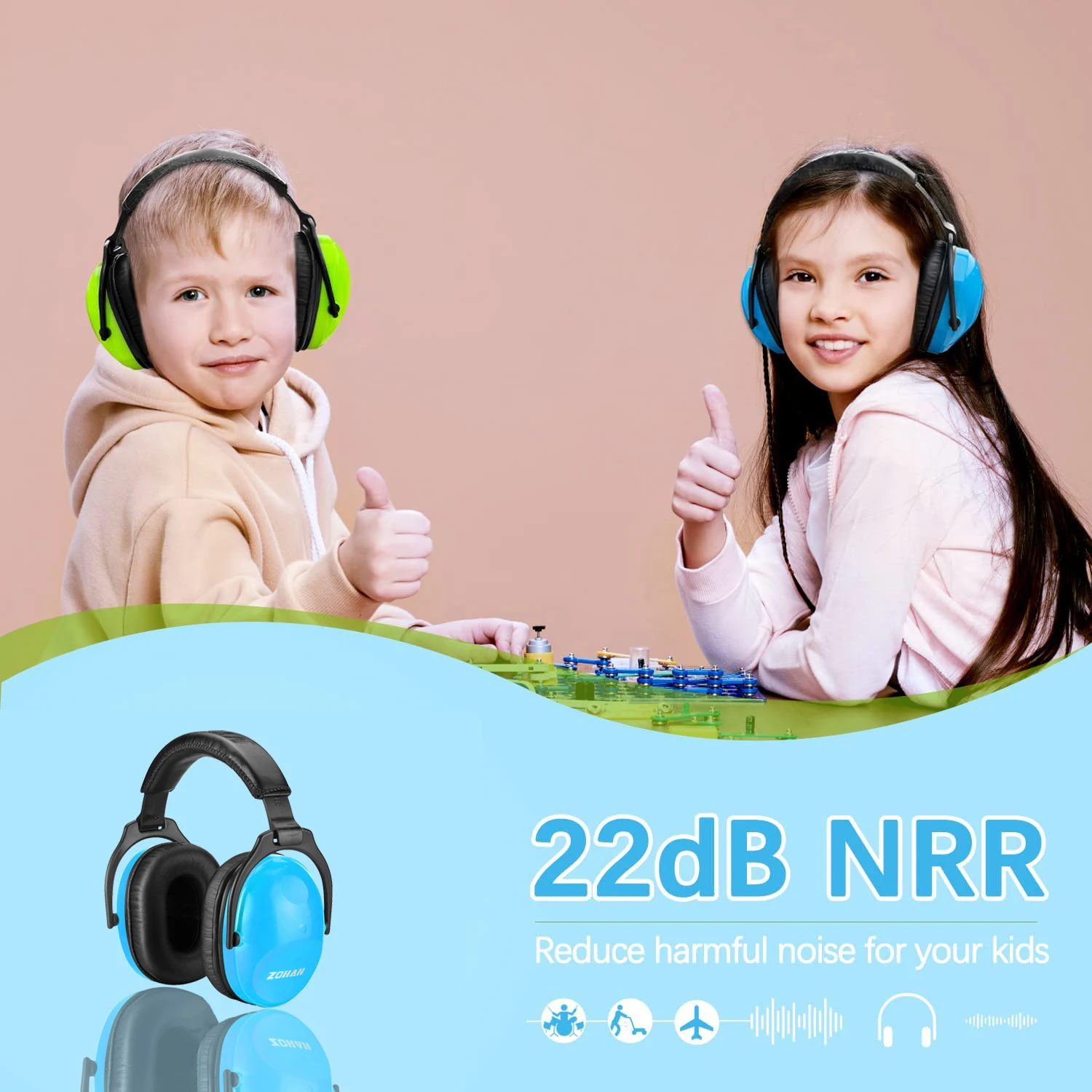 ZOHAN Kids ochrona słuchu pasywne nauszniki zestaw słuchawkowy z redukcją hałasu DIY nauszniki dla autyzmu dzieci