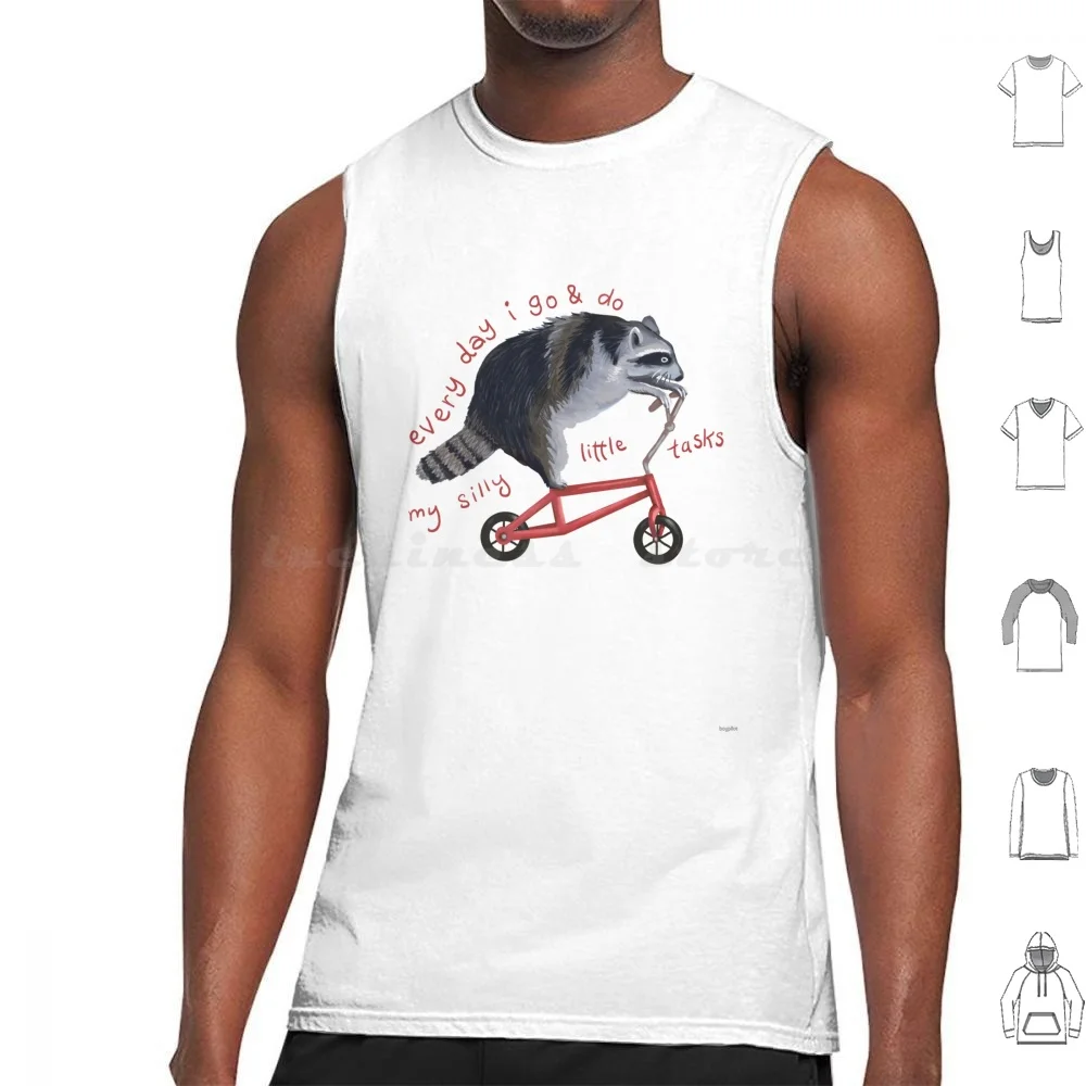 Raccoon On Bicycle Tank Tops Vest Sleeveless Raccoon Racoon Possum Opossum Skunk Trash Cat Trash Panda Mental Health