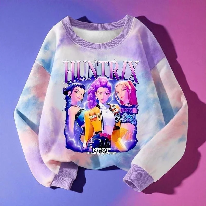 2025 New Hot Kpop Demon Hunter Sweatshirt Rumi Mira Zoey Cute Kids Spring Autumn Pullover Children Long Sleeves Clothes Gift