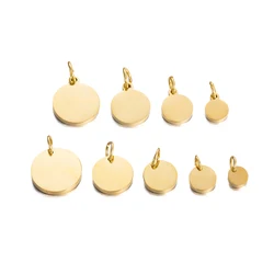 Wholesale 10pcs/lot Stainless Steel Polished Round Tags 6mm/8mm/10mm/12mm/15mm Charms for DIY Jewelry Making