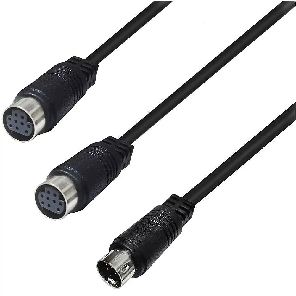 Mini DIN 9 pines 1 Mal a 2 hembra divisor Y Cable adaptador mini din 9 núcleos cable de audio/vídeo, cable de decodificador de video S 0,5 m 50 cm