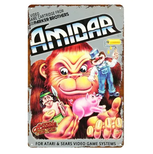 Placa de Metal Colecionável Amidar Retro Video Game 20x30cm - Alumínio