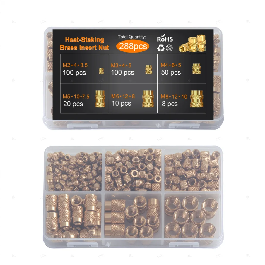 

Набор из 288 шт. термоплавкая гайка, литая под давлением медная гайка, вставка