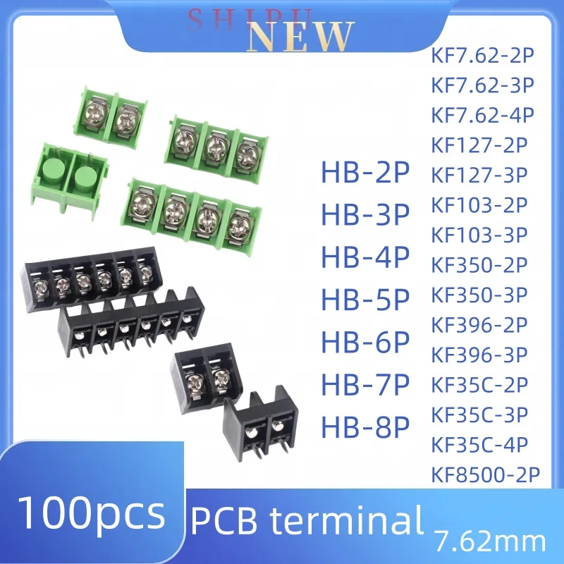 

100PCS HB-2P3P4P5P6P 7P8P KF7.62-2 p3P4P KF127-2P3P KF103-2P3P KF350-2P3P KF396-2P3P KF35C-2P3P4P KF8500-2P PCB terminal 7.62MM