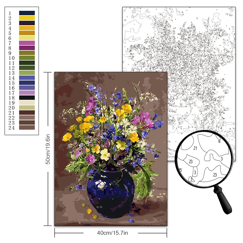 PhotoCustom Diy Oil Painting By Numbers Flowers HandPainted Drawing Canvas Kits Home Decor Gift Pictures Of  Coloring By Number