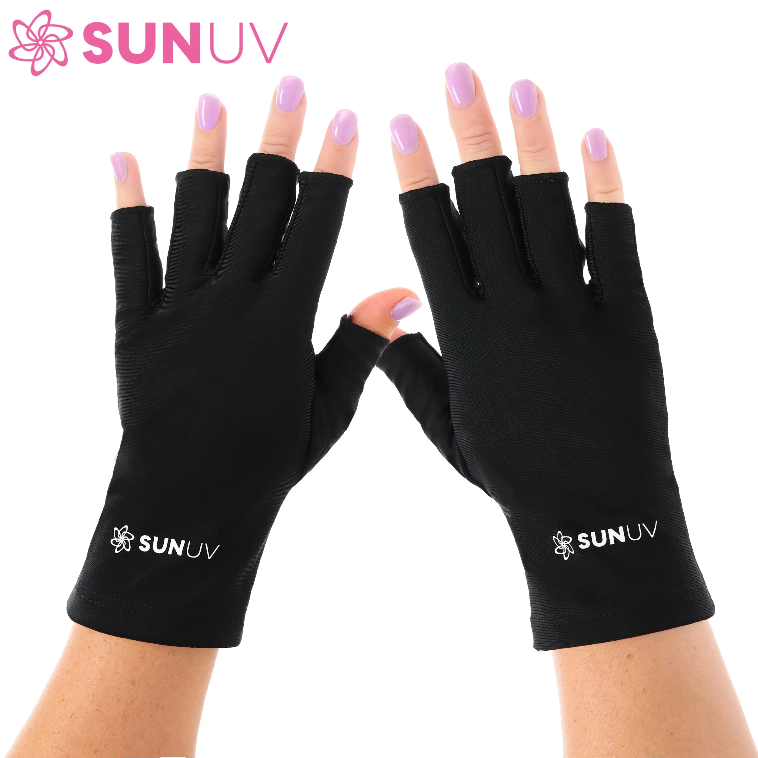 SUNUV LED Gloves for Gel Nails, UPF 50+ Anti UV Gloves for Gel Nail Lamp, Professional UV Gloves for Nail Techs