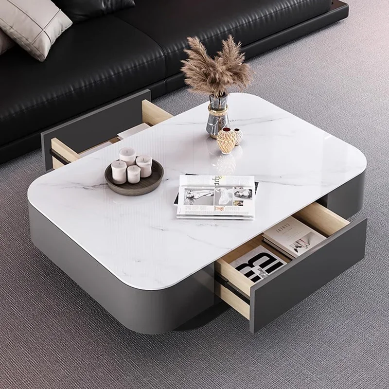 Display Storage Coffee Table Organizer Drawer Trendy Nordic Modern Coffee Table Rectangle Nordic Couchtisch Trendy Furniture
