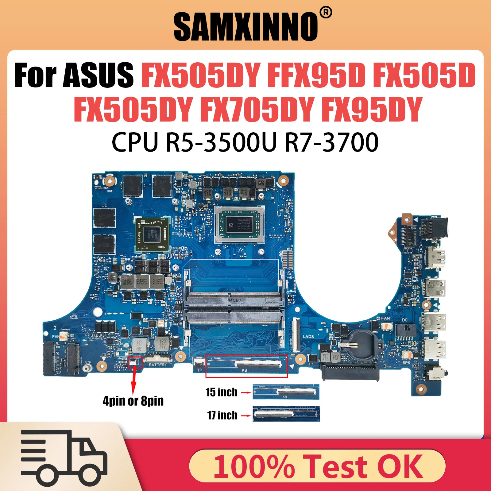 

fX505DY with R5 R7 CPU RX560-V4G GPU Mainboard For ASUS TUF Gaming FX95D FX505D FX505DY FX705DY FX95DY Laptop Motherboard