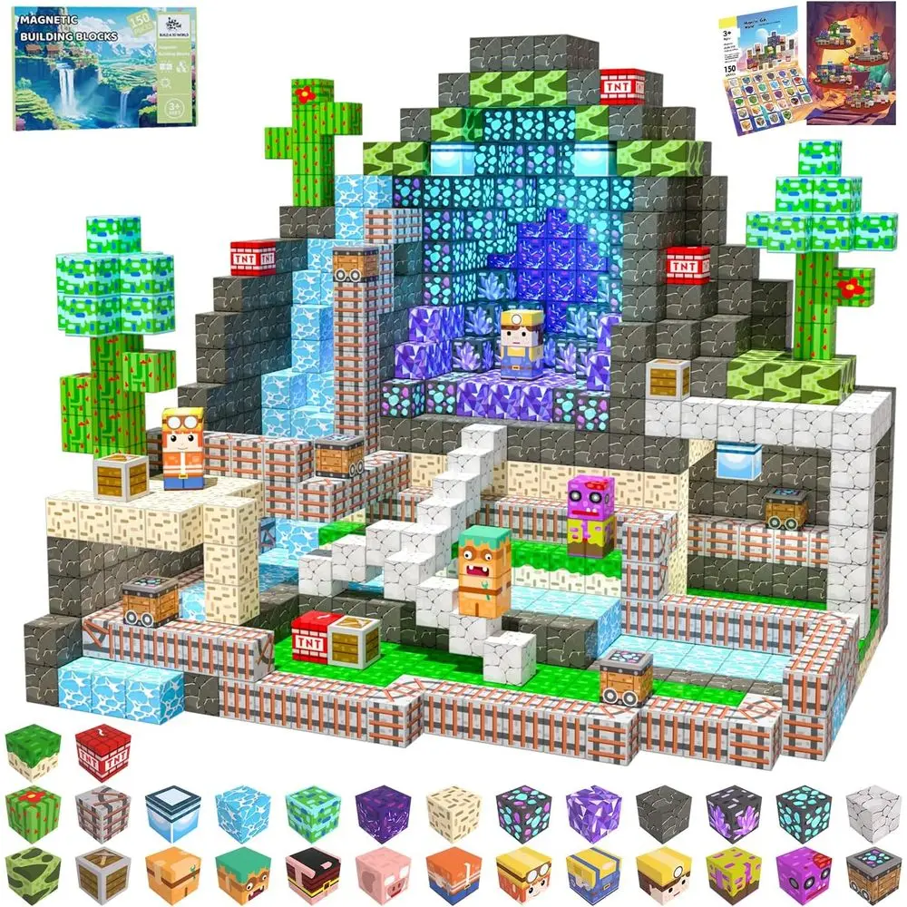 

150-Piece Magnetic Building Set for Kids, STEM Learning Toys, Ideal for Boys and Girls Ages 3+, Perfect for Christmas or Birthda