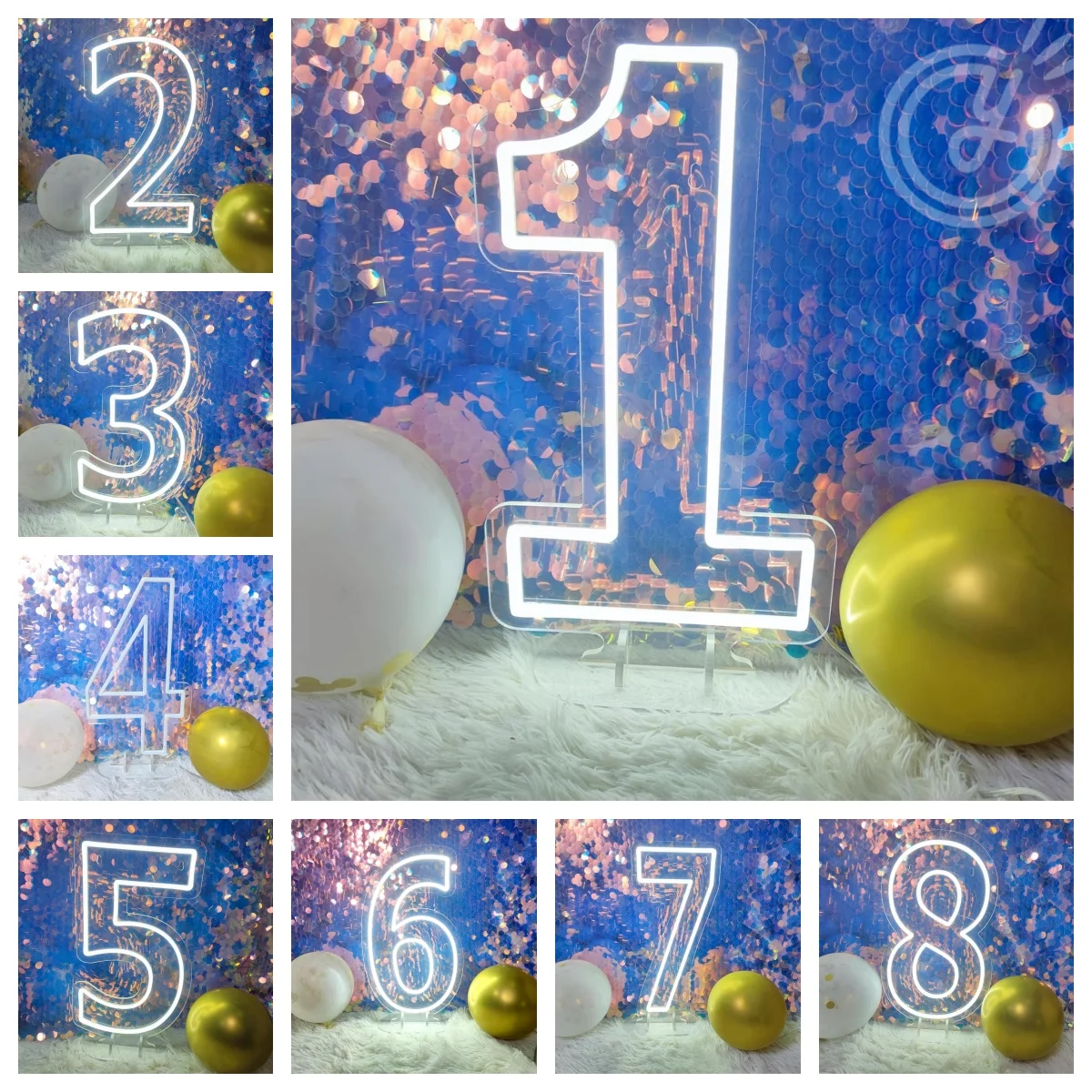 40cm 0-9 feliz aniversário sinal de néon número led luzes da noite decorações de festa lâmpadas de néon led sinal luminoso presentes feminino decoração de festa