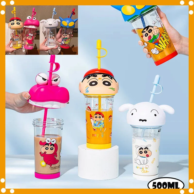 2024 Kawaii Crayon Shin Chan STRAW CUP Tritan Material Phooey Cup Quality Food Grade Convenient Leak Proof Kid Gifts