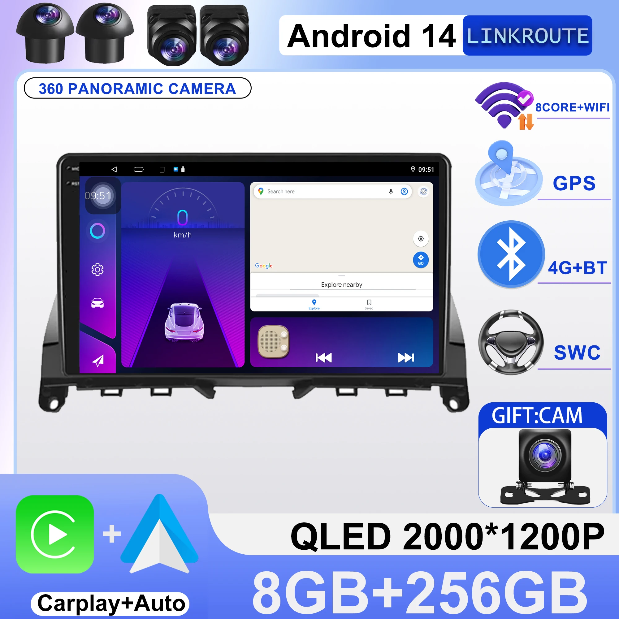 Car Radio Carplay For Mercedes Benz C Class 3 C220 C180 W204 S204 2006-2011 Navigation GPS Android Auto Autoradio Wifi No 2din