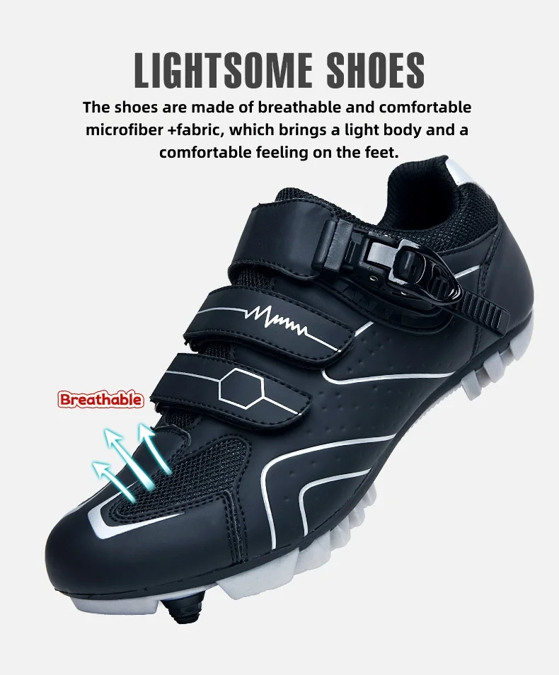 SPD-Rennradschuhe mit Stoßdämpfung und Langlebigkeit, geeignet für Rennen auf Langstreckenstraßen, MTB-Mountainbike-Offroad-Fahren – Detail 2