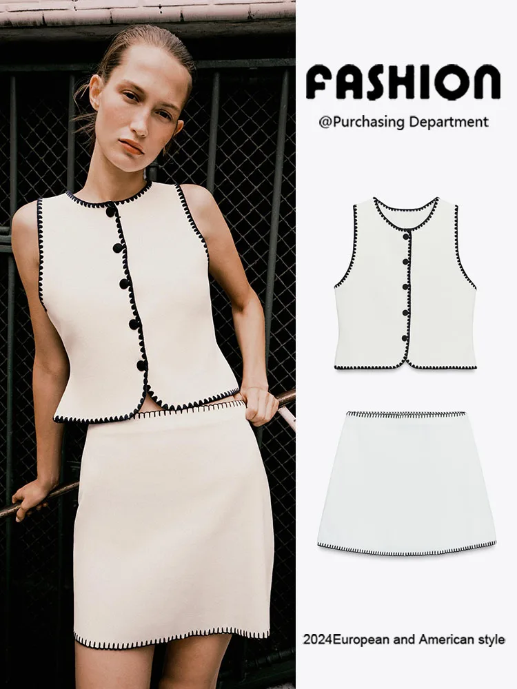 Gilet lavorato a maglia da donna della nuova estate ZA2025 Slim Fit rotondo Ne ort Lunghezza Cardigan con chiusura a bottoni in colore puro Sle No Sve
