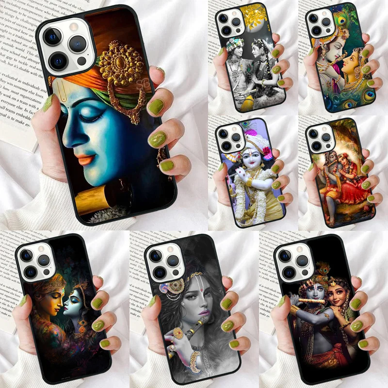 Lord Krishna Radha Phone Case for iPhone 16 15 14 12 13 mini PLUS X XS XR 11 PRO MAX Back Cover Fundas Shell