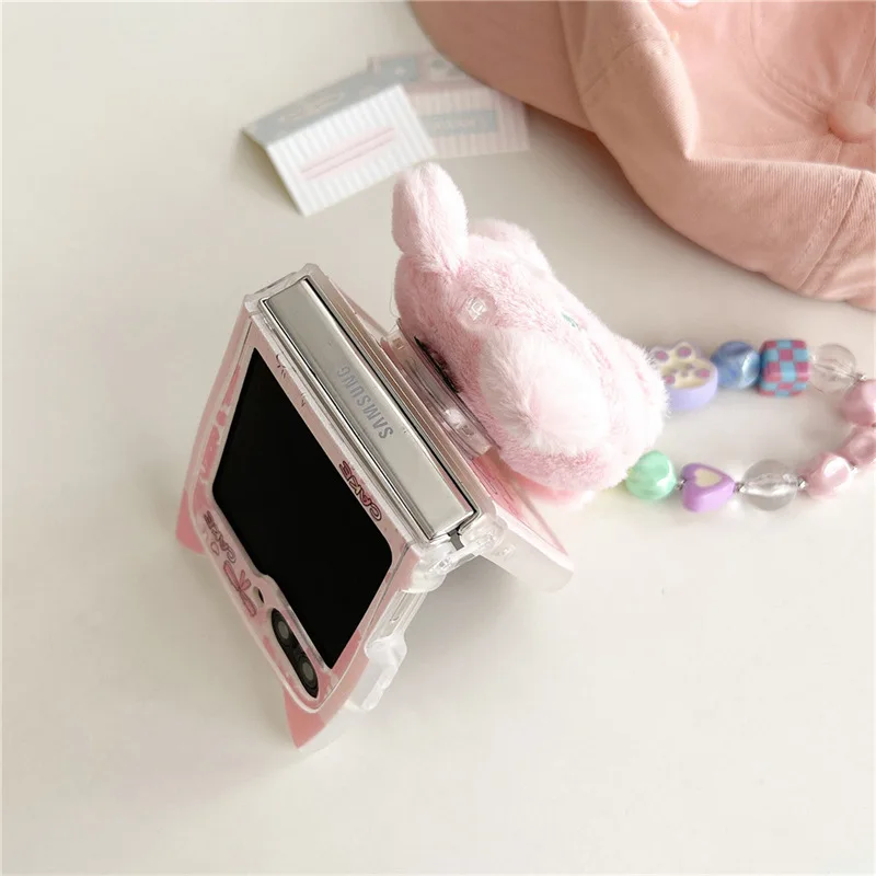 Cartoon Cat Bear Cute Ears Phone Case for Samsung Galaxy ZFlip3 ZFlip4 ZFlip5 ZFlip6 Hard PC Back Cover for Z Flip 6 Case Shell