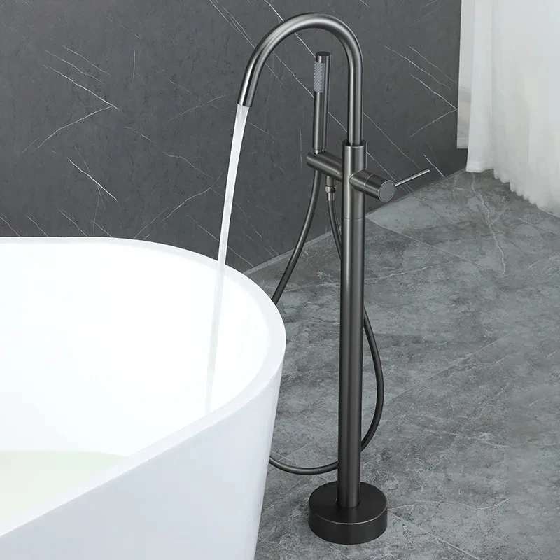 

Bathroom Floor Stand faucet gunmetal bathtub standing tap Shower Mixer Brass bathroomShower floor Bathtub stand faucet floor tap