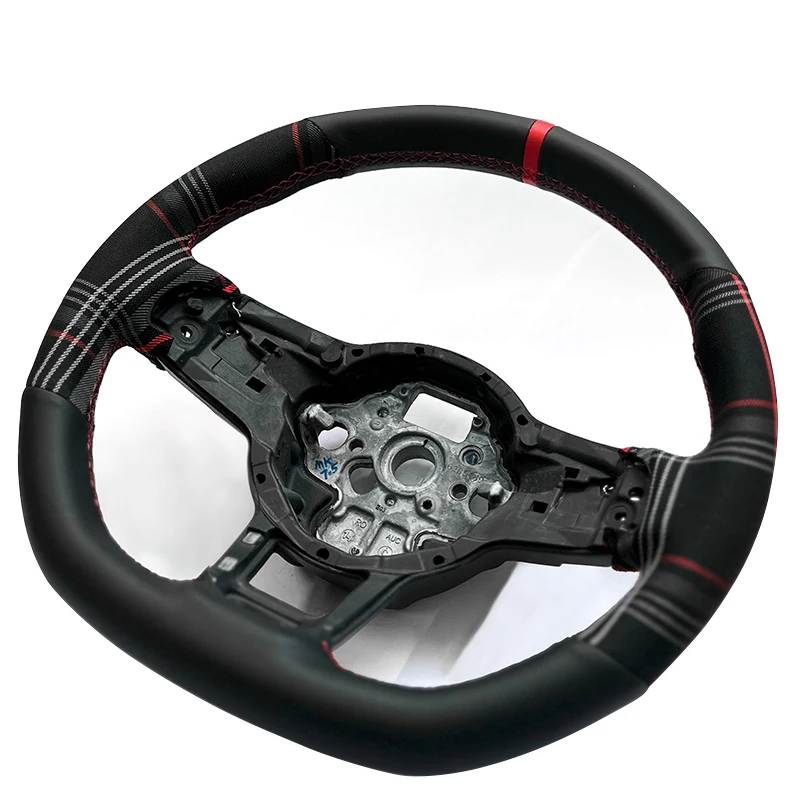 Hand Stitched Steering Wheel Cover for Gti Tartan Edition Volkswagen VW Golf MK7 GTI 7 GTD GTE 7 R 7 Polo (R-Line) 2013-2021