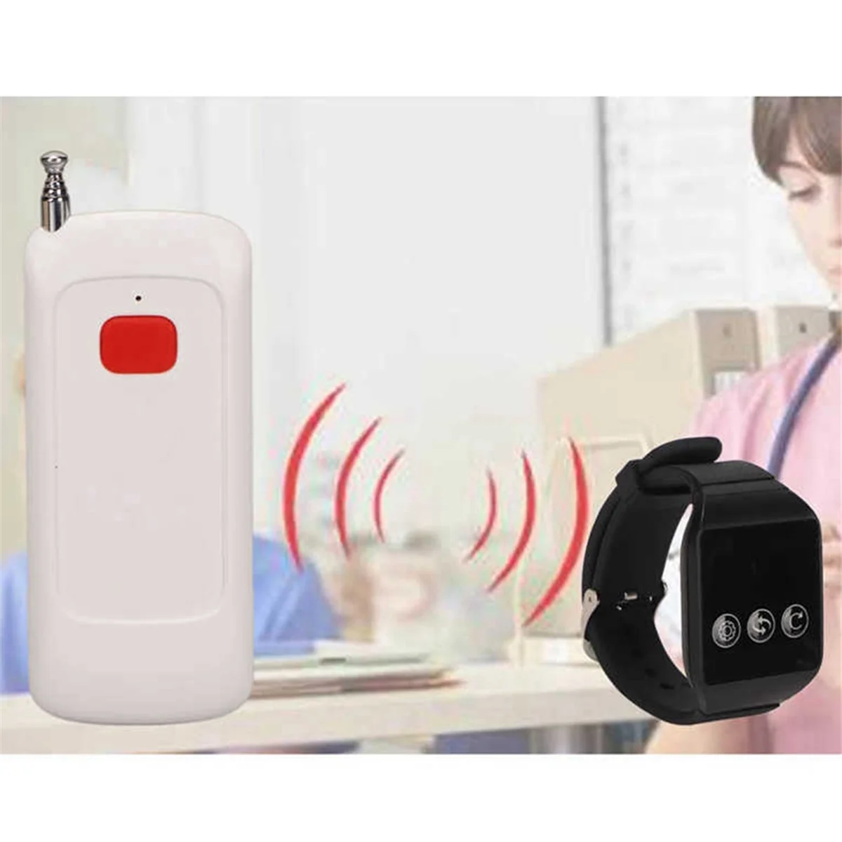 Pager de cuidador sem fio, sistema de chamada de enfermeira sem fio, botão de alerta à prova d'água para hospital doméstico