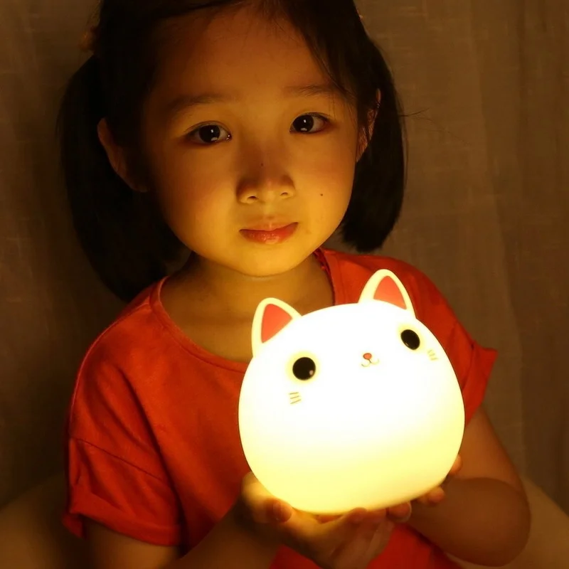 Led Night Light Cute Cat Animal Usb Charge Silicone Soft Cartoon Nursery Lamp Bedroom Baby Night Lamp Children Birthday Gift Toy