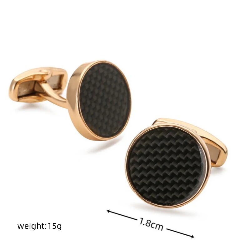 New copper material round rose carbon fiber cufflinks men\'s French shirt cufflinks clothing accessories wholesale
