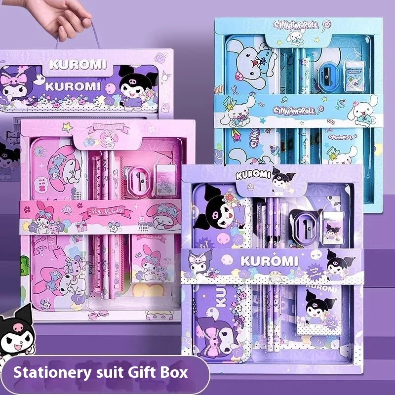 Sanrio Stationery Set Cartoon Kuromi Cinnamoroll My Melody Pencils Erasers Rulers Student School Supplies Study Stationery Gifts