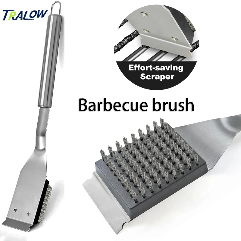 

TRALOW Heavy-Duty BBQ Grill Brush Scraper Reusable Grill for Stubborn Grease Rust Char Compatible with Smoker Grills Camping