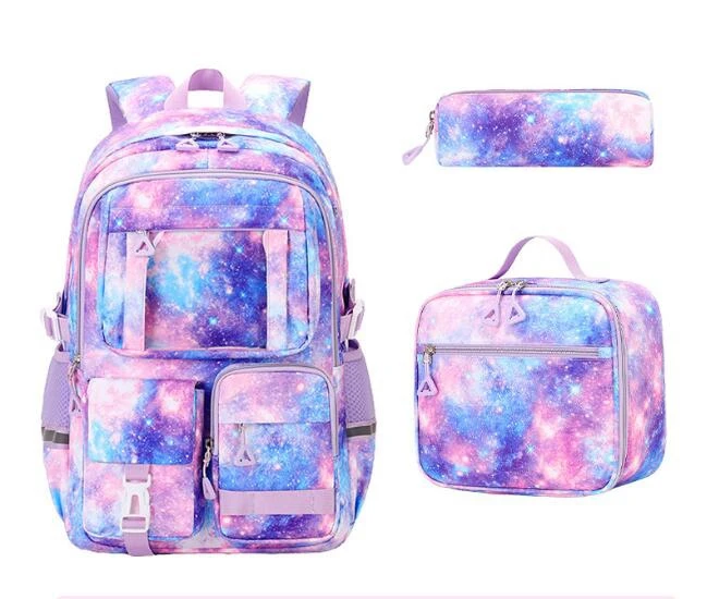 

Lightweight School Backpack 3pcs Multi-Pocket Backpack for Girls 3Pcs Waterproof Kids Backpack with Lunch Box & Pencil Pouch