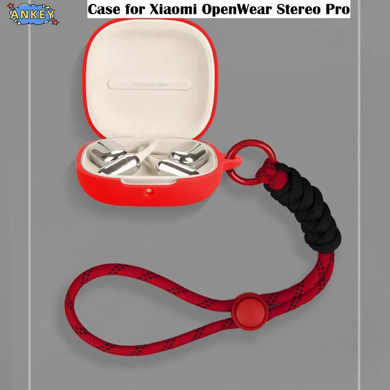Compatible with Xiaomi OpenWear Stereo Pro Case Earphones Premium Silicone Cover Shockproof Accessible Charging Port With rope