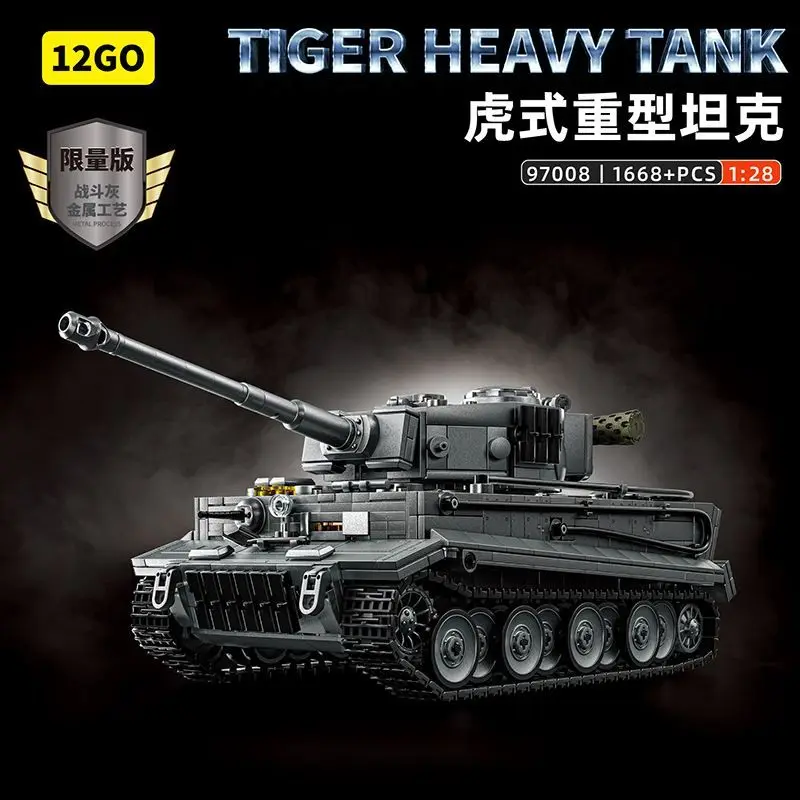 

12GO 97008 WWII German Tiger Heavy Tank Chinese Building Model Educational Puzzle Toy Decoration Piece