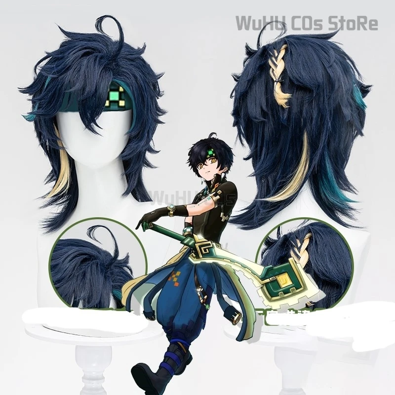 

Genshin Impact Kinichi Cosplay Wig Color Matching Bangs Two-Color Highlights Short Hair Turnfire Hunt Short Braid Hair Rose Net