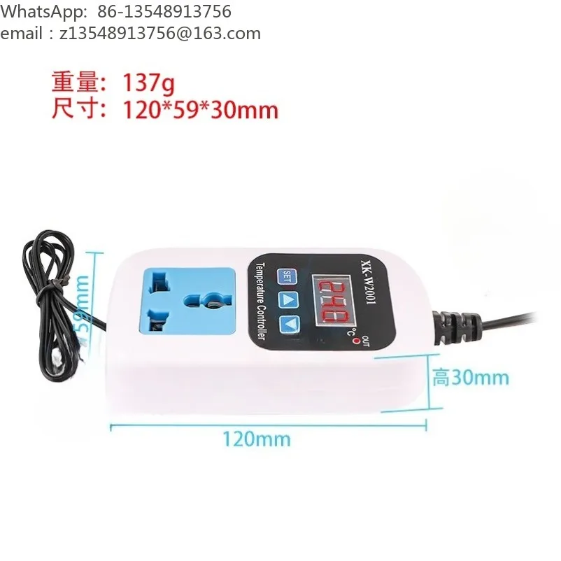 W2001 Intelligent Digital Temperature Control Electronic Thermostat Controller Switch Adjustable Temperature Socket Boiler 220v