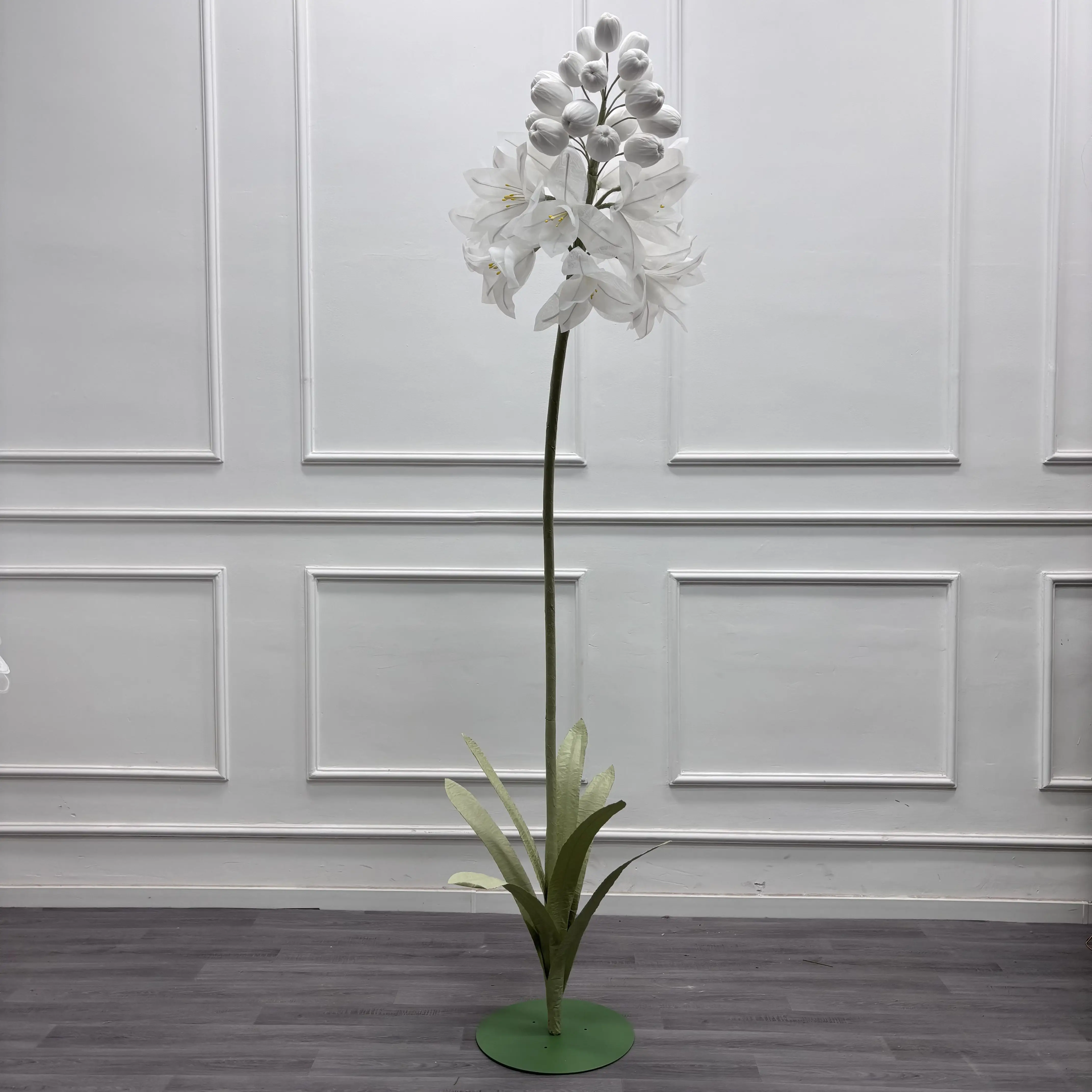 Custom white giant paper flower wedding decoration silk stand-up set for graduation ceremony shop window display